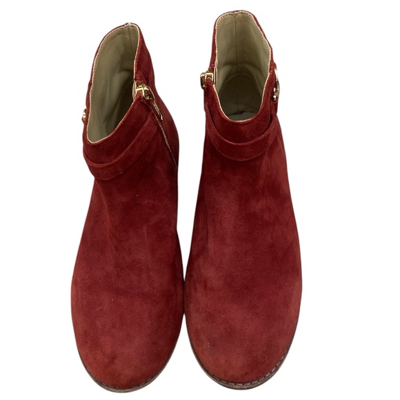 Burgundy suede ankle boots - Picture 3 of 5